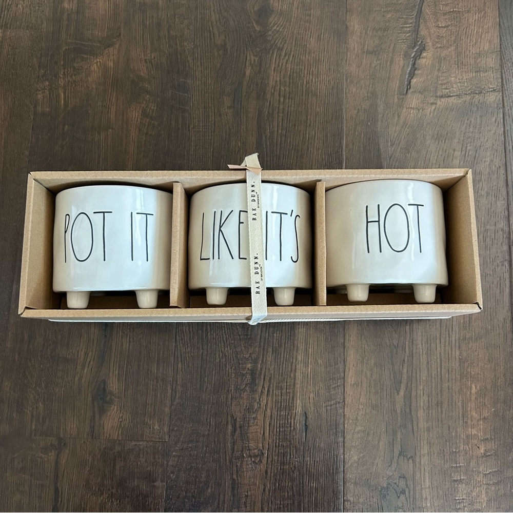 NIP! Rae Dunn ‘Pot It Like It’s Hot’ Ceramic Plant Potters Planters